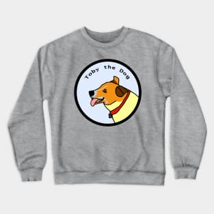 Portrait of Toby the Dog in a Circle Crewneck Sweatshirt